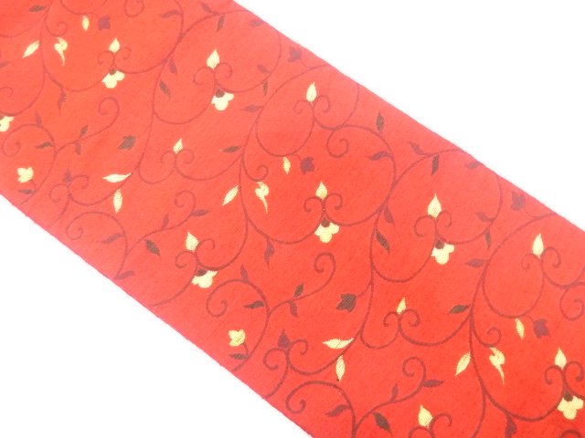 JAPANESE KIMONO / ANTIQUE NAGOYA OBI / SILK / TSUMUGI / WOVEN FLOWER ARABESQUE