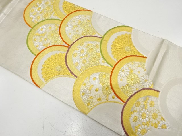 アンティーク　青海波に菊模様織り出し袋帯（材料）