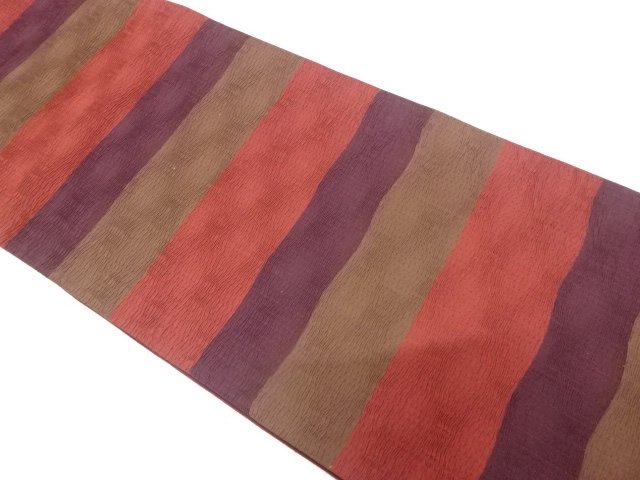 ふくれ織　横段模様織り出し　袋帯