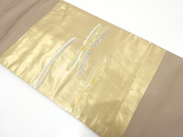 引箔　熨斗に花唐草模様刺繍　名古屋帯