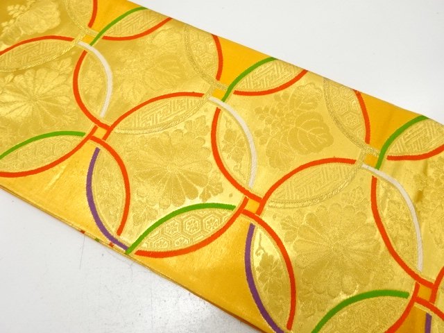 アンティーク　花七宝模様織り出し袋帯（材料）