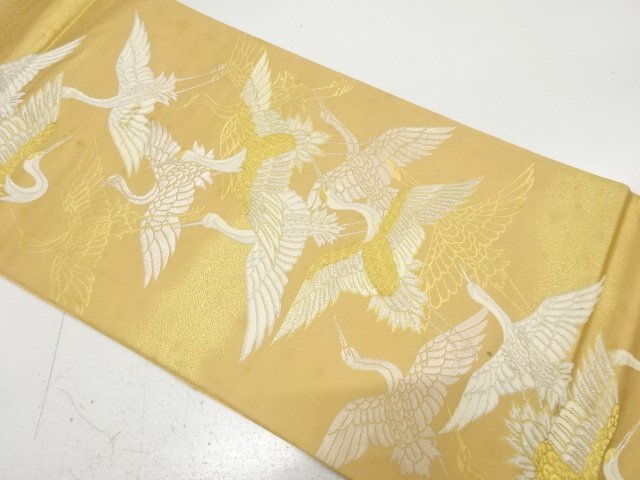 アンティーク　群鶴模様織り出し袋帯（材料）