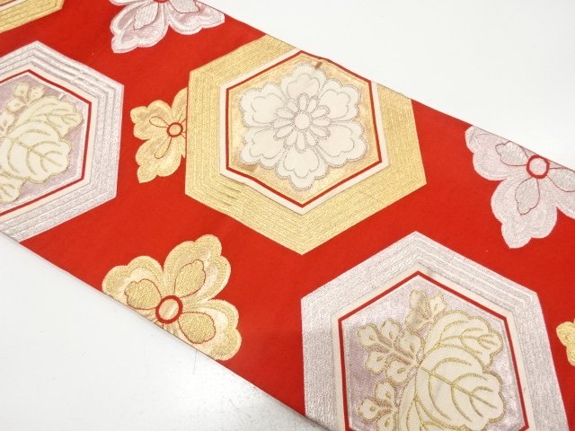 SALE!! アンティーク 亀甲に桐・花模様織り出し袋帯(着用可)