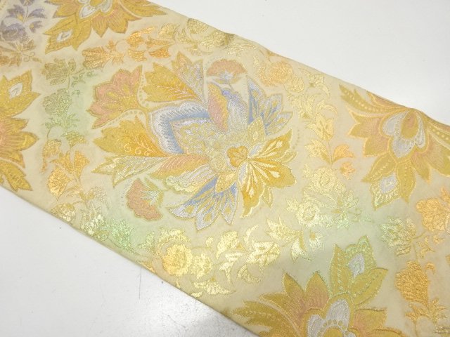 アンティーク　花更紗模様織り出し袋帯（材料）