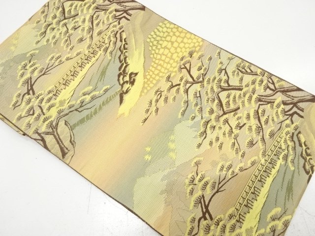 JAPANESE NAGOYA OBI / UNUSED / CHIKUZEN HAKATA / WOVEN PINE