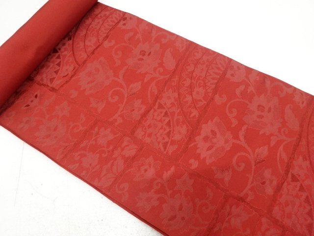 JAPANESE KIMONO / ANTIQUE BOLT FOR NAGOYA OBI / WOVEN FLORAL SARASA