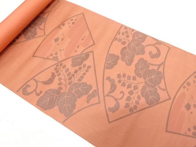 JAPANESE KIMONO / ANTIQUE BOLT FOR NAGOYA OBI / SILK / WOVEN PAULOWNIA ARABESQUE