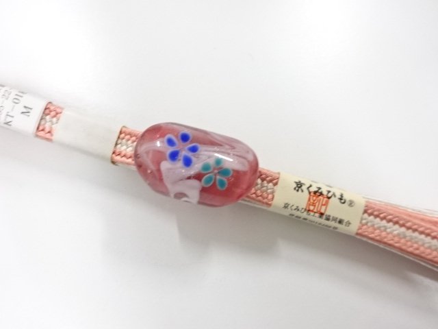 未使用品　ガラス帯留め・正絹手組帯締めセット