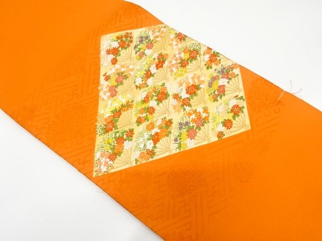 JAPANESE KIMONO / UNUSED FLOWER FAN PATTERN WEAVING NAGOYA OBI