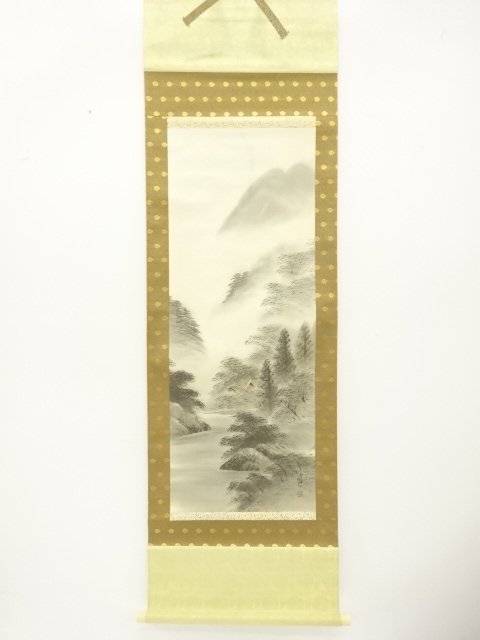 JAPANESE COLLECTIBLE / HANGING SCROLL / SILK / LIGHT-COLORED LANDSCAPE