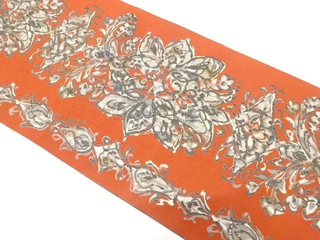SALE!! アンティーク 花更紗模様織り出し名古屋帯(着用可)