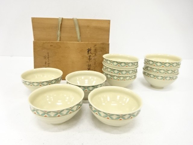 JAPANESE COLLECTIBLE / TEN TEA BOWLS / CLOISONNE JOINED / CLOISONNE / 
