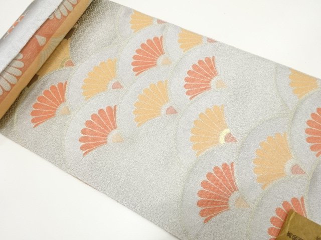 JAPANESE KIMONO / ANTIQUE CHRYSANTHEMUM WOVEN / BLUE SEA WAVE PATTERN 