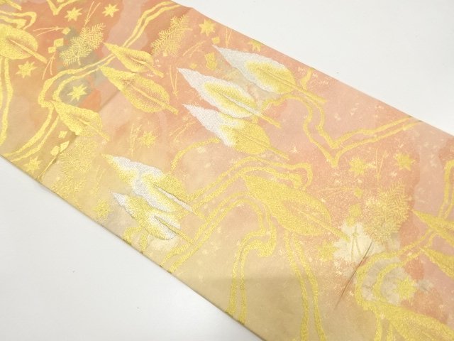 SALE!! 井上定機業製　樹木に松・楓模様織り出し　袋帯