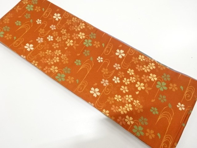 SALE!! 桜に観世水模様織り出し　リバーシブル半幅帯