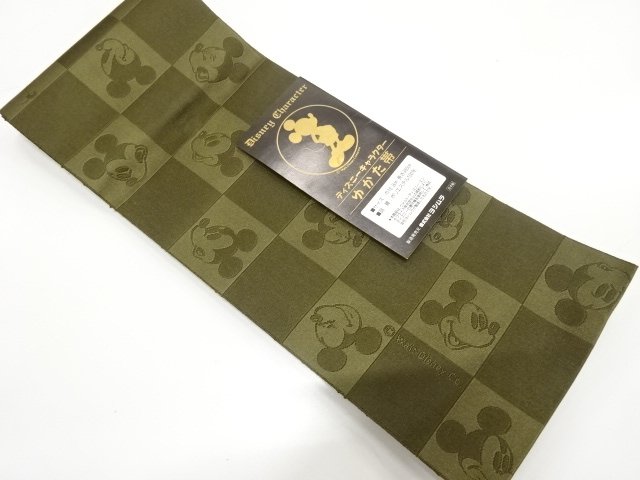 未使用品　市松にキャラクター模様織り出し　浴衣帯
