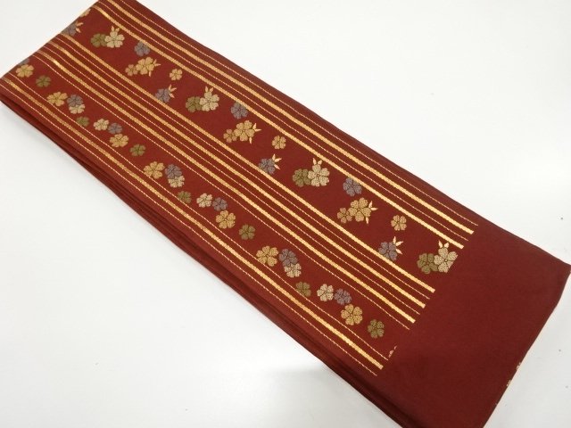 SALE!! 縞に桜模様織り出し　半幅帯
