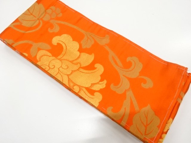 アンティーク　花唐草模様織り出し半幅帯（着用可）