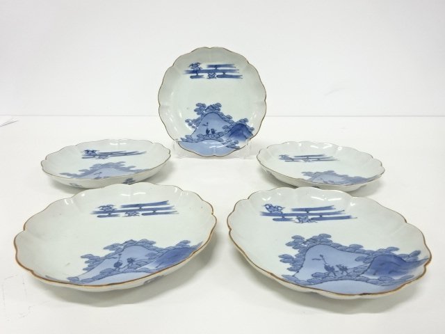 古伊万里　染付　七寸皿　5客