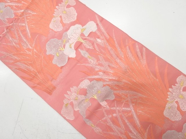 菖蒲模様織り出し　名古屋帯