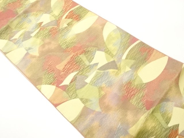 JAPANESEKIMONO / ANTIQUE CHIKUZEN HAKATA LEAF WEAVING PATTERN NAGOYA O