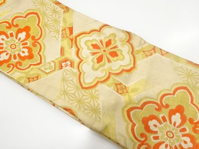 JAPANESE KIMONO / ANTIQUE CHILDRENS OBI WOVEN / TORTOISESHELL / WATER 