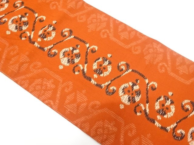 JAPANESE KIMONO / ANTIQUE NAGOYA OBI / WOVEN ABSTRACT FLORAL ARABESQUE