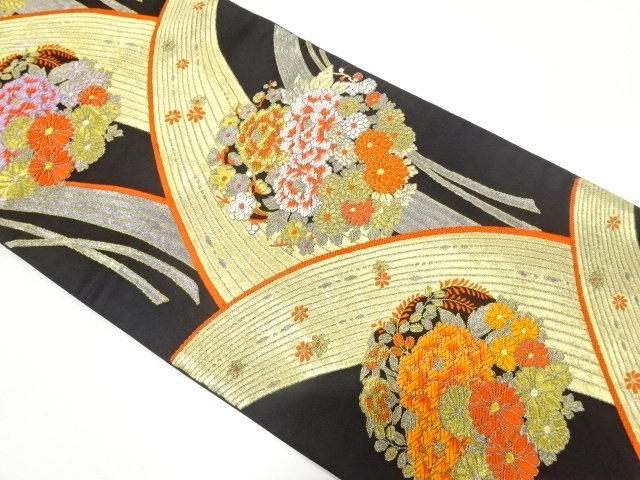 JAPANESE KIMONO / FLOWER CIRCLE PATTERN / MOUNTAIN RANGE WEAVING FUKUR