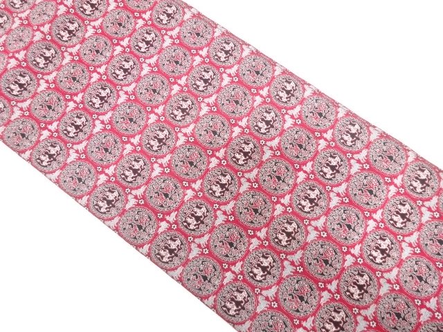 JAPANESEKIMONO / ANTIQUE NAGOYA OBI (WEARABLE) / WOVEN ANIMAL DESIGN F