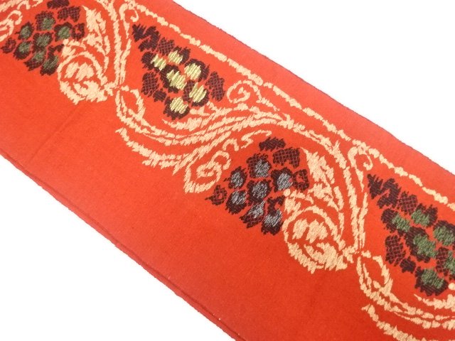 JAPANESEKIMONO / ANTIQUE ABSTRACT WOVEN GRASS / FLOWER PATTERN NAGOYA 