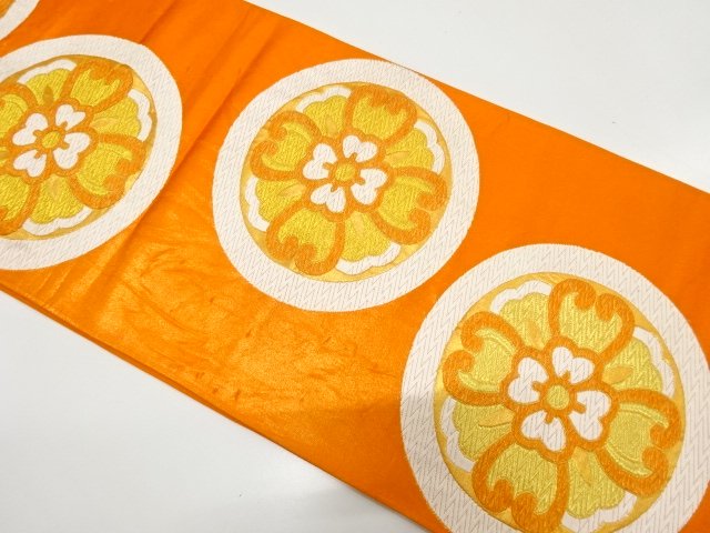 アンティーク　花丸模様織り出し袋帯（材料）
