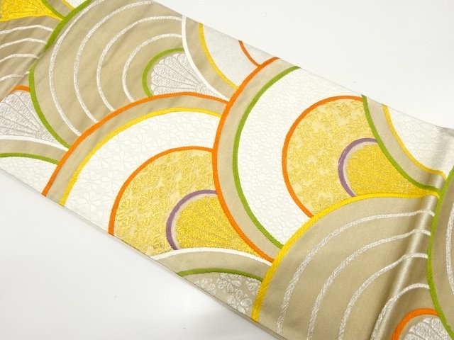 アンティーク　青海波に草花模様織り出し袋帯（材料）