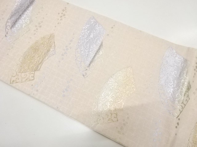 アンティーク　地紙に花更紗模様織り出し袋帯（材料）