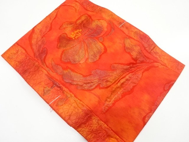 JAPANESE KIMONO / UNUSED NAGOYA OBI / CHIKUZEN HAKATA / WOVEN FLOWER 