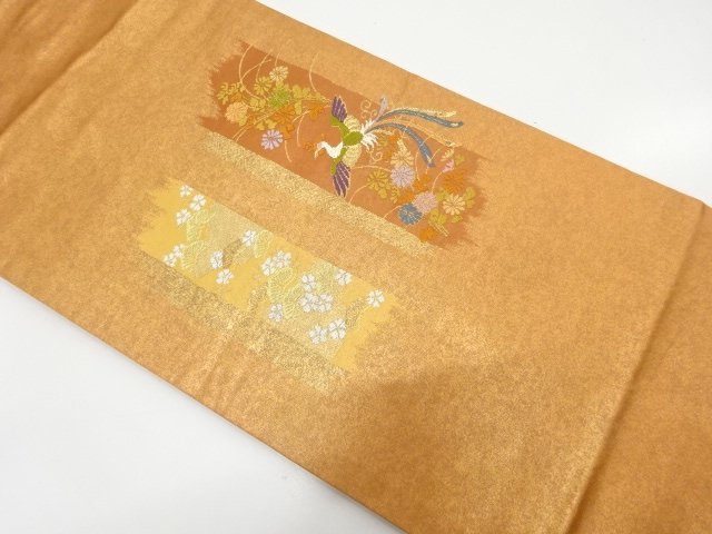 JAPANESE KIMONO / NAGOYA OBI / WOVEN PHEONIX & FLOWER 