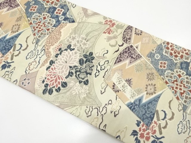 JAPANESEKIMONO / ANTIQUE READING BOOK / FLORAL PATTERN WEAVE NAGOYA OB