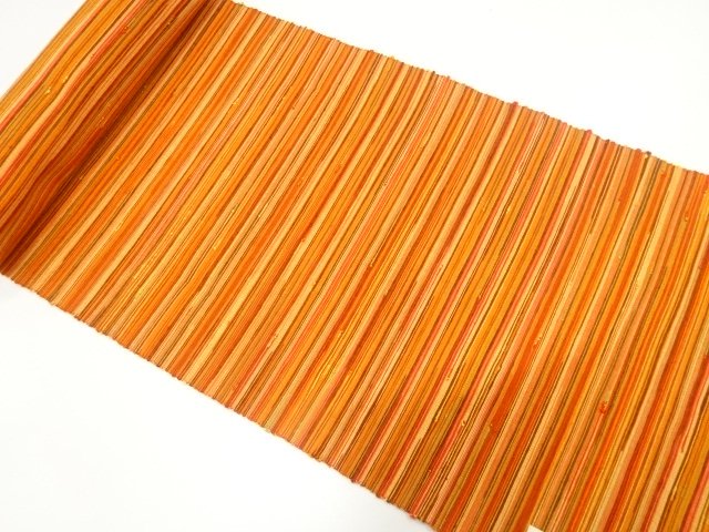 JAPANESE KIMONO / TSUMURE HORIZONTAL STRIPE PATTERN WOVEN 8-SUN OBI FA