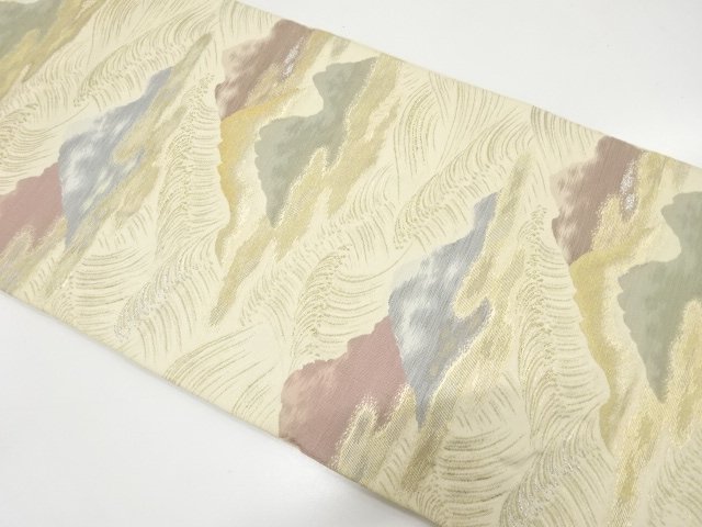 JAPANESE KIMONO / ANTIQUE FUKURO OBI / WOVEN MOUNTAIN RANGE / ROUGH WA