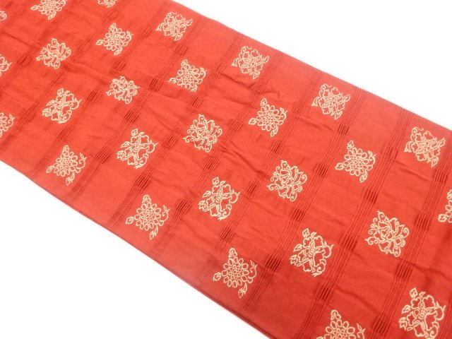 JAPANESE KIMONO / FUKURO-ORI: FLORAL PATTERN WOVEN A CHECKERED PATTERN