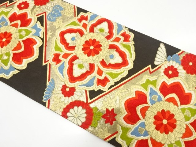 JAPANESE KIMONO / ANTIQUE GEOMETRIC / FLORAL / CHRYSANTHEMUM PATTERN W