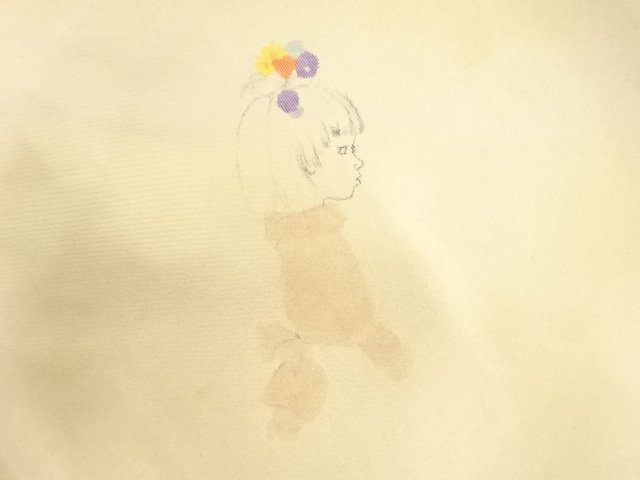 アンティーク　人物画模様名古屋帯