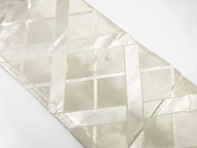 JAPANESE KIMONO / ANTIQUE BAMBOO LATTICE PATTERN WOVEN FULL-WIDTH FUKU