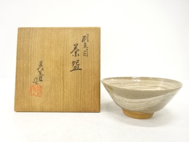 JAPANESE TEA CEREMONY / TEA BOWL CHAWAN / BRUSH-MARKED / ARTISAN WORK