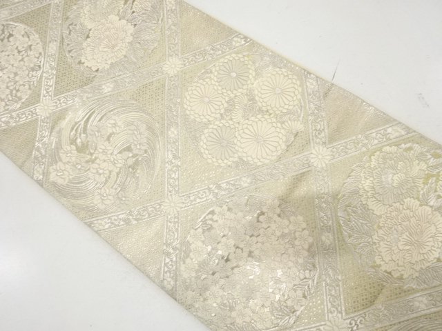 アンティーク　花丸文様織り出し袋帯（材料）