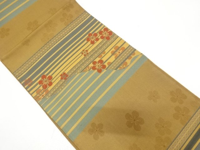JAPANESE KIMONO / ANTIQUE FUKURO OBI / WOVEN FLOWER