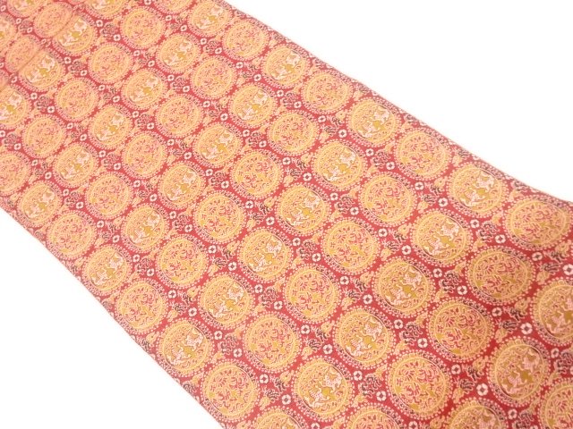 JAPANESE KIMONO / ANTIQUE NAGOYA OBI / WOVEN SHOSOIN PATTERN