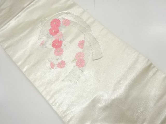 JAPANESE KIMONO / FLORAL PATTERN NOSHI / EMBROIDERY / NAGOYA OBI