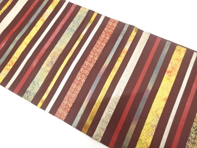 JAPANESE KIMONO / HORIZONTAL BAND / WOVEN FLORAL PATTERN HIRAKI NAGOYA