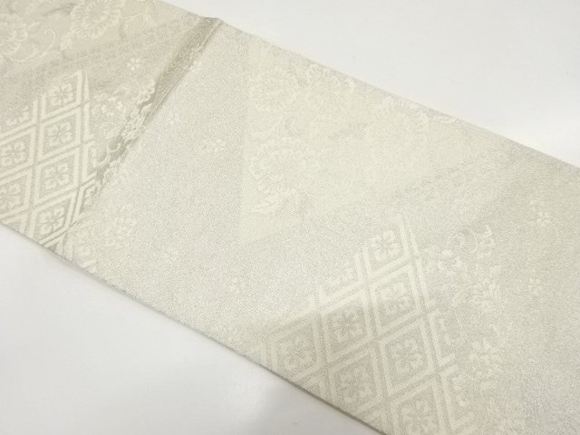 JAPANESE KIMONO / ANTIQUE FUKURO OBI / WOVEN FLORAL PATTERN A FLOWING 