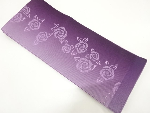 薔薇模様織り出し　単半幅帯